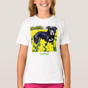 T-shirt Staffodil - Staffy dans les jonquilles