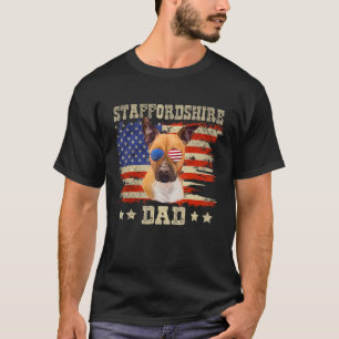 T-shirt Staffordshire Papa Merica Drapeau américain Chien