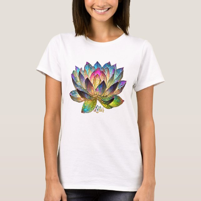 T-shirt Stained Glass Colorful Lotus Flower (Devant)