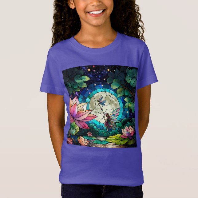 T-Shirt Stained Glass Little Fairy With Dragonfly (Devant)