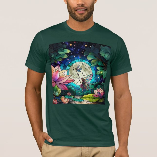 T-shirt Stained Glass Little Fairy With Dragonfly (Devant)