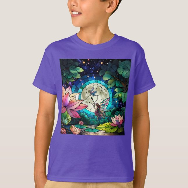 T-shirt Stained Glass Little Fairy With Dragonfly (Devant)