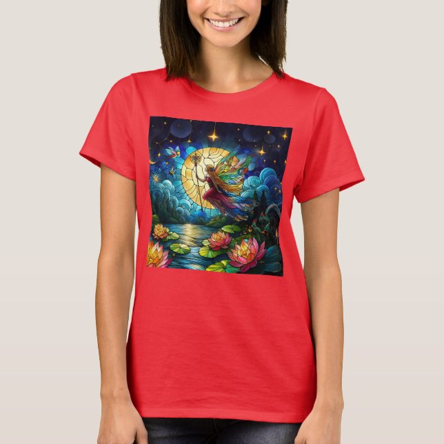 T-shirt Stained Glass Moonlight Flight Fairy  (Devant)