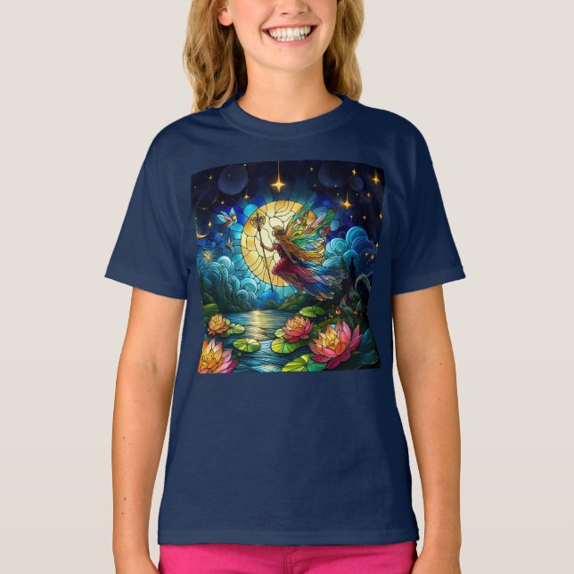 T-shirt Stained Glass Moonlight Flight Fairy  (Devant)