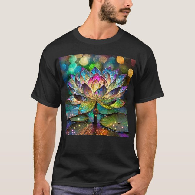 T-shirt Stained Glass Vibrant Lotus Flower (Devant)