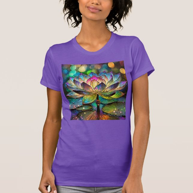 T-shirt Stained Glass Vibrant Lotus Flower (Devant)