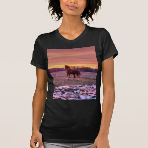 T-shirt Stallion à la maison au coucher du soleil sur le R