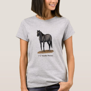 T-shirt Stallion Cheval Gris Grulla Quarter