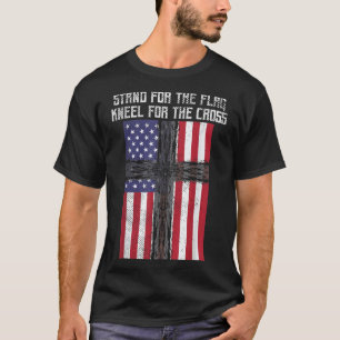 T-shirt Stand Drapeau Kneel Cross Dieu Jésus Amérique US C