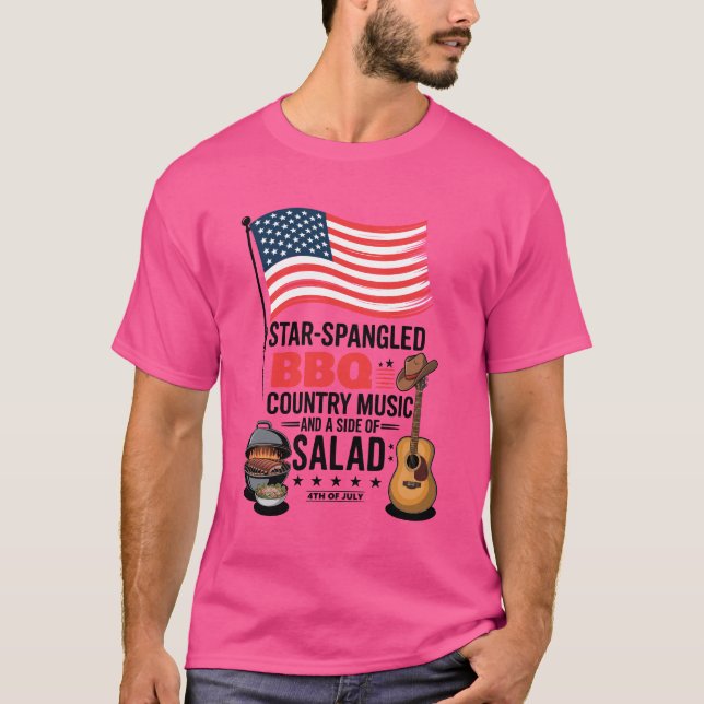 T-shirt Star Spangé BBQ Country Music Salade 4 juillet (Devant)