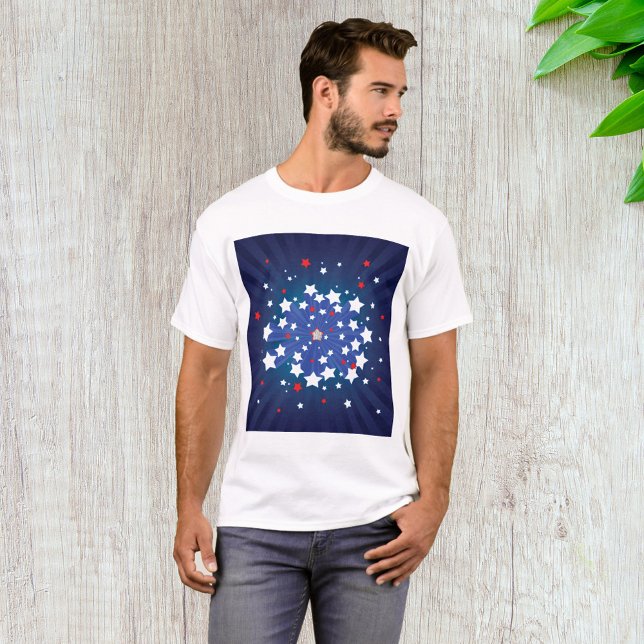 T-shirt Starburst Patriotique Rouge Blanc et Bleu USA (Créateur téléchargé)