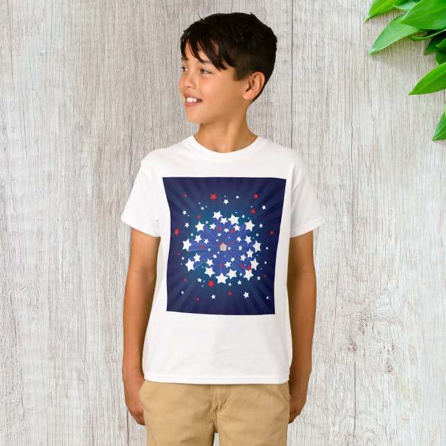 T-shirt Starburst Patriotique Rouge Blanc et Bleu USA (Créateur téléchargé)
