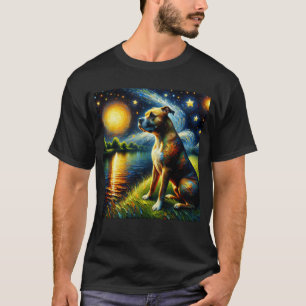 T-shirt Starry Night American Staffordshire Terrier Dog