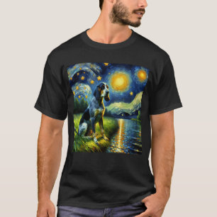 T-shirt Starry Night Bluetick Coonhound Chien Van Gogh Lov