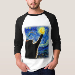 T-shirt Starry Night Cat, Van Gogh Amoureux des chats Cat