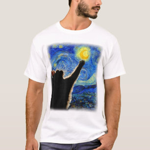 T-shirt Starry Night Cat, Van Gogh Amoureux des chats Cat