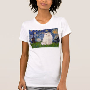 T-shirt Starry Night - Chat persan blanc