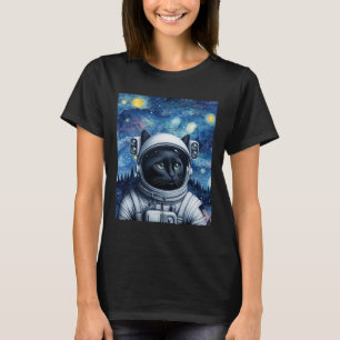 T-shirt Starry Night Cosmic Cat Astronaut Art