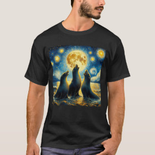 T-shirt Starry Night Three Seals hurle à Moon Van Gogh
