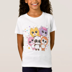 T-Shirt Stars étincelants et visages animaux mignons T-shi