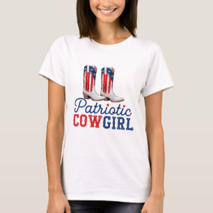 T-shirt Stars Stripes Cowgirl Boots Fierté