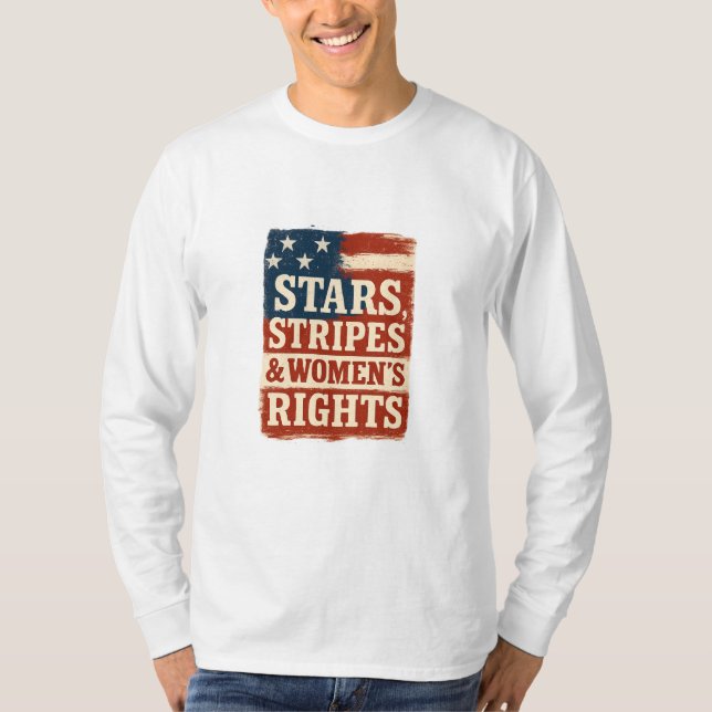 T-shirt Stars, Stripes & Women’s Rights Distressed Flag (Devant)