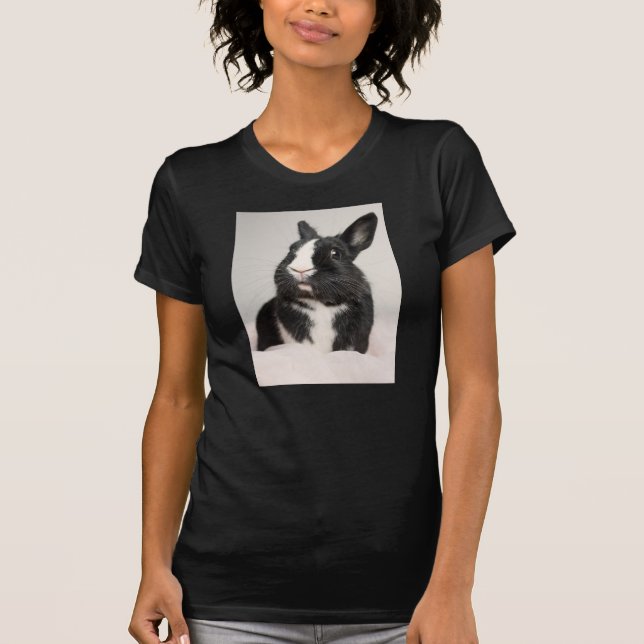 T-shirt Startled Black and White Bunny Rabbit (Devant)