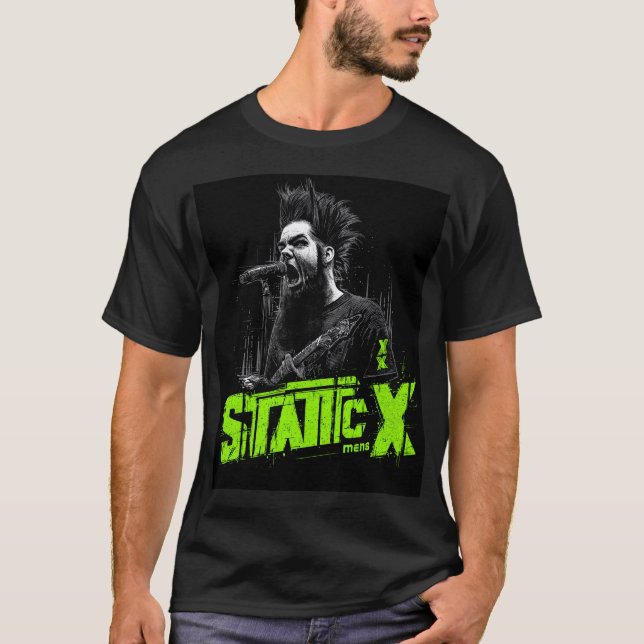 T-shirt STATIC-X, chemise en roche noire (Devant)