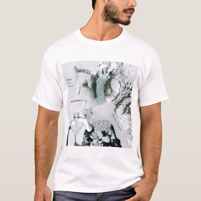 T-shirt Station de l'Antarctique et du McMurdo de l'espace (Devant)