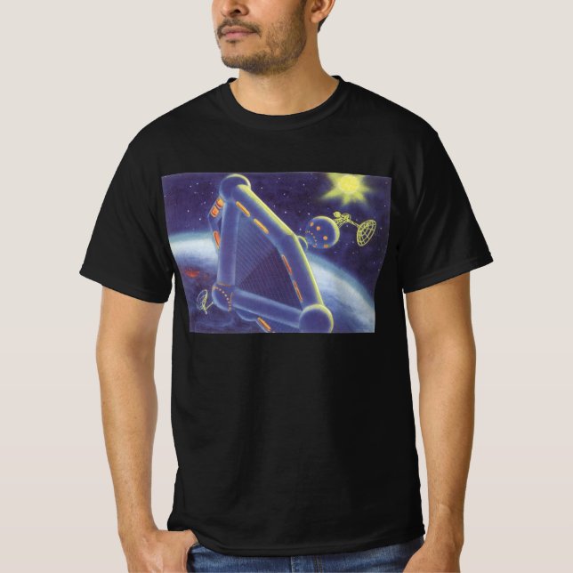 T-shirt Station spatiale orbitante de science-fiction vint (Devant)
