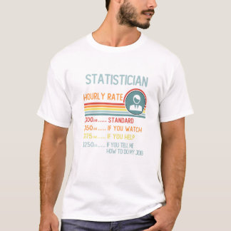 T-shirt Statistique Taux Horaire T Chemise Rétro Titre de 