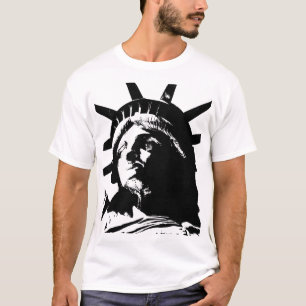 T-shirt Statue d'Art Pop Noir & Blanc de la Liberté