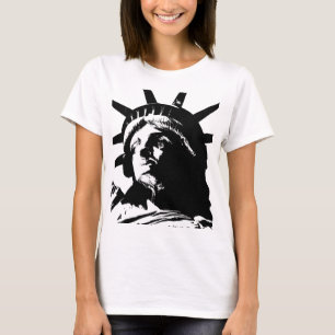 T-shirt Statue d'Art Pop Noir & Blanc de la Liberté