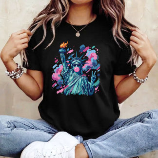 T-shirt Statue de la Liberté en coup de pinceau soufflant
