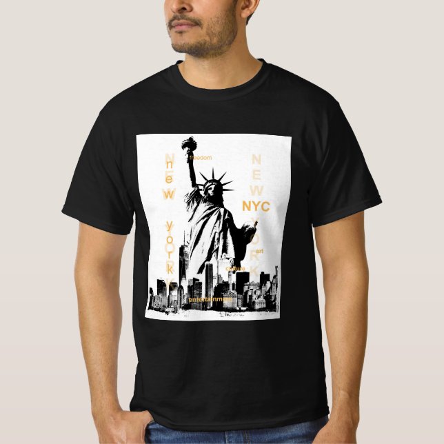 T-shirt Statue De La Liberté Nyc New York Manhattan Mens (Devant)