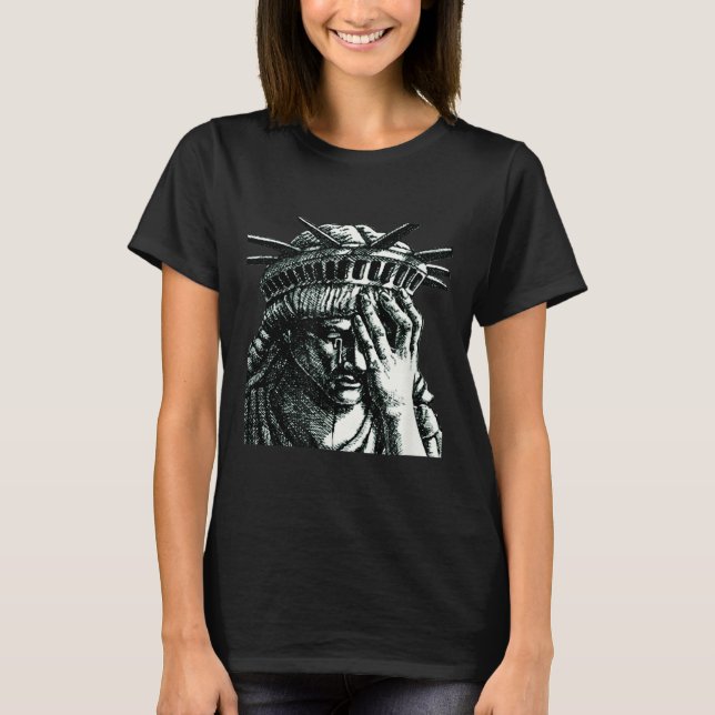 T-shirt Statue De La Liberté Pleurant Anti Trump Résistez  (Devant)