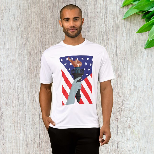 T-shirt Statue de la Liberté Torch avec drapeau américain (Créateur téléchargé)