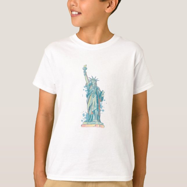 T-SHIRT STATUE DE LIBERTÉ EN COULEUR D'EAU (Devant)