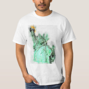 T-shirt Statue de Liberty Aquarelle Portrait de gros plan