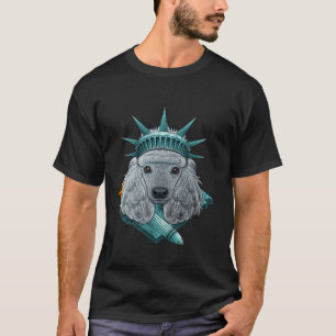 T-shirt Statue De Liberty Poodle 4 juillet Chien USA Ameri