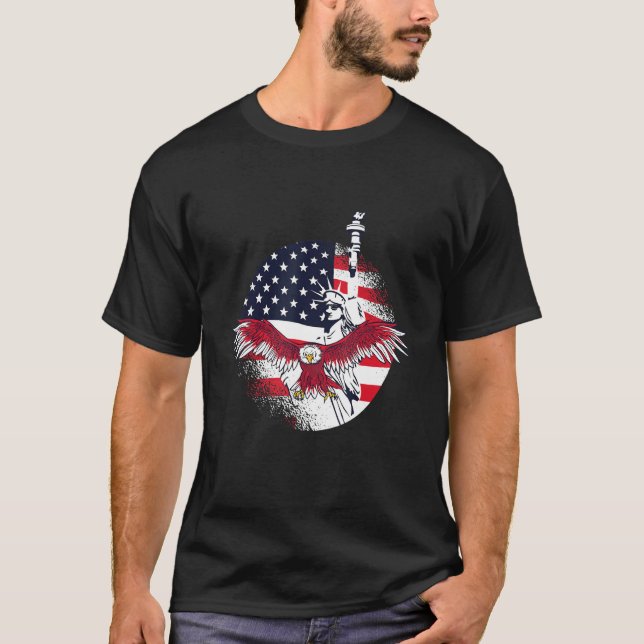 T-shirt Statue de l'Usa liberté pygargue (Devant)