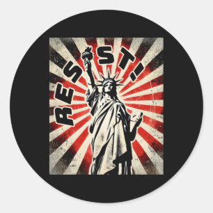 T-Shirt-Statue der Freiheit Resist Aktivismus befr Runder Aufkleber