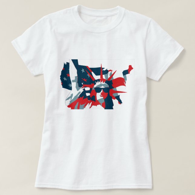 T-shirt Statue des lunettes de soleil de port de liberté (Design devant)