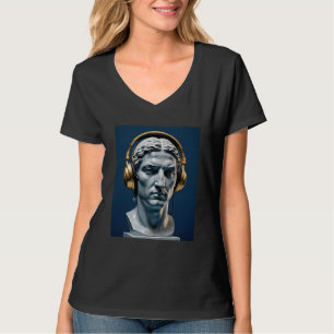 T-shirt Statue en marbre casque bleu marine, grec