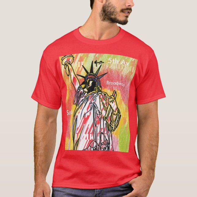T-shirt Statue vintage d'affiche de voyage de chemise de (Devant)