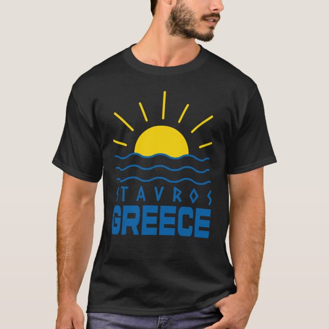 T-shirt Stavros Grèce Soleil et Mer Noir (Devant)