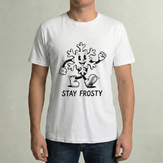 T-shirt Stay Frosty Retro Snowflake Rubber Hose Cartoon