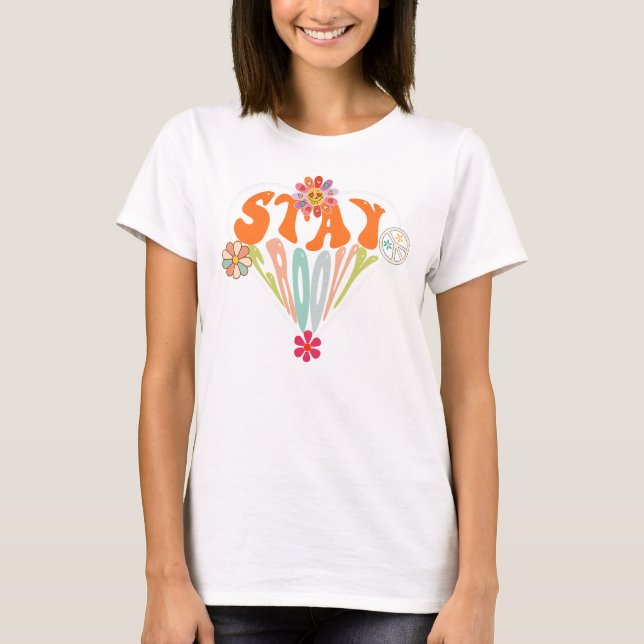 T-shirt Stay Groovy Retro Hippie  (Devant)