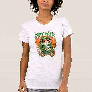 T-shirt Stay Wild Cat – Chat Streetwear avec Lunet