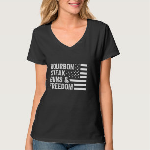 T-shirt Steak Bourguignon Armes Liberté Drapeau Usa Whisky